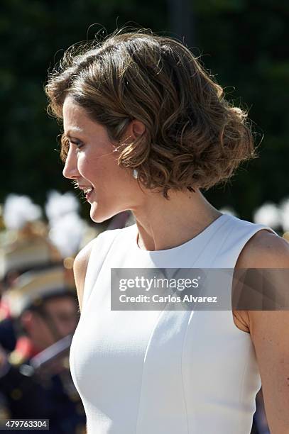 Queen Letizia of Spain receives Peruvian President Ollanta Humala Tasso at the El Pardo Palace on July 7, 2015 in Madrid, Spain.