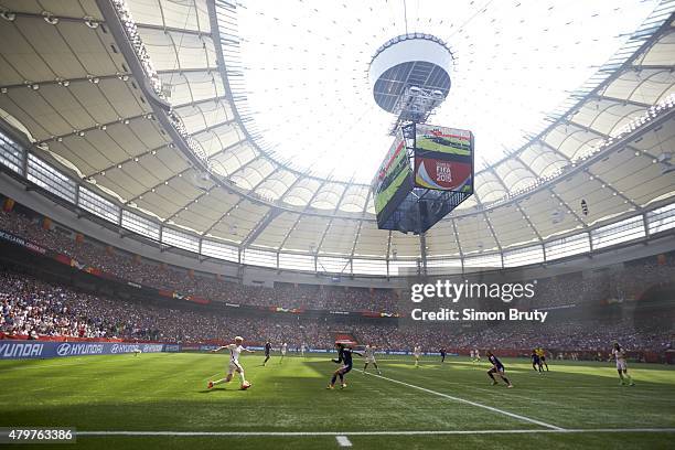 Women's World Cup Final: Overall view of USA Megan Rapinoe in action vs Japan during game at BC Place. Vancouver, Canada 7/5/2015 CREDIT: Simon Bruty