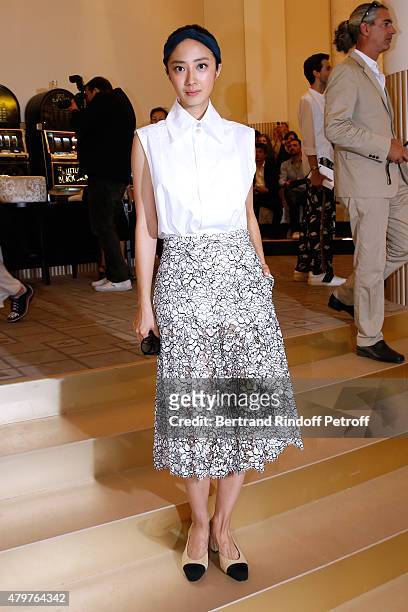 Actress Kwai Lun-Mei attends the Chanel show as part of Paris Fashion Week Haute Couture Fall/Winter 2015/2016. Held at Grand Palais on July 7, 2015...
