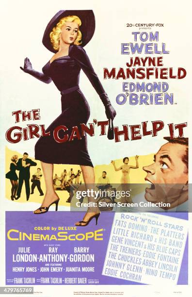 Poster for Frank Tashlin's 1956 musical comedy 'The Girl Can't Help It', starring Jayne Mansfield.