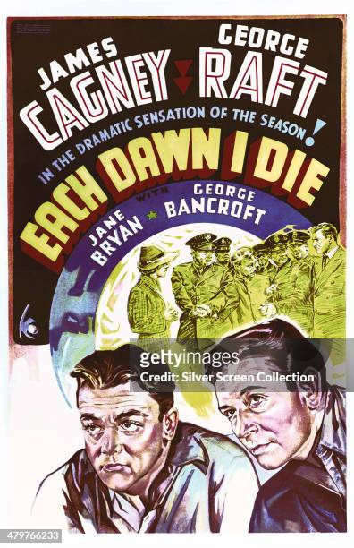 Poster for William Keighley's 1939 gangster film 'Each Dawn I Die', starring James Cagney and George Raft.