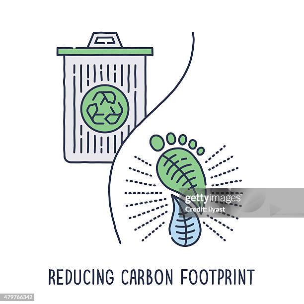 stockillustraties, clipart, cartoons en iconen met reducing carbon footprint - drawing charcoal