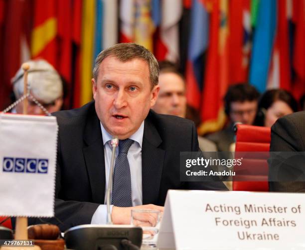 The Acting Foreign Minister of Ukraine, Andrii Deshchytsia attends the Organization for Security and Co-operation in Europe Permanent Council on 20...