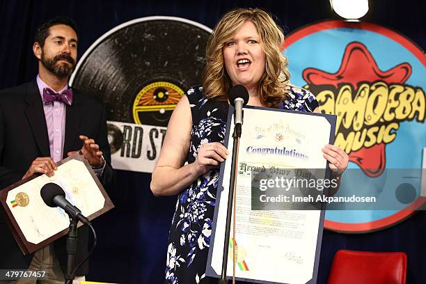 General view of atmosphere during the 2014 Record Store Day press conference at Amoeba Music on March 20, 2014 in Hollywood, California.