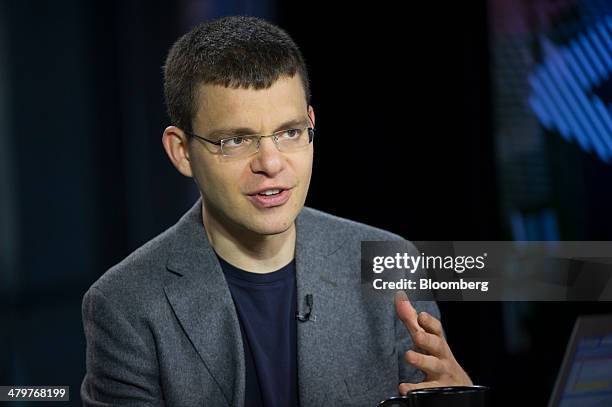 Max Levchin, co-founder of PayPal Inc. And chairman of Kaggle Inc., speaks during a Bloomberg West Television interview in San Francisco, California,...