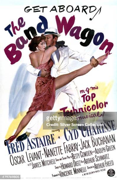 Poster for Vincente Minnelli's 1953 musical comedy 'The Band Wagon', starring Fred Astaire and Cyd Charisse.