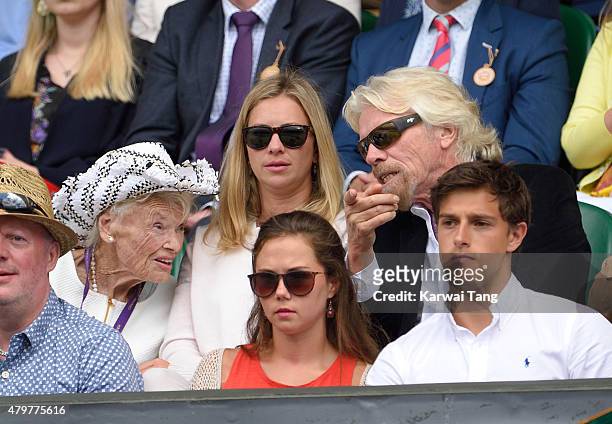 Eve Branson, Holly Branson and Richard Branson attend day eight of the Wimbledon Tennis Championships at Wimbledon on July 7, 2015 in London, England.