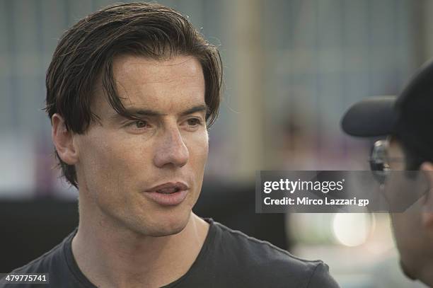 James Toseland of Great Britain speaks during the MotoGp of Qatar - Free Practice at Losail Circuit on March 20, 2014 in Doha, Qatar.