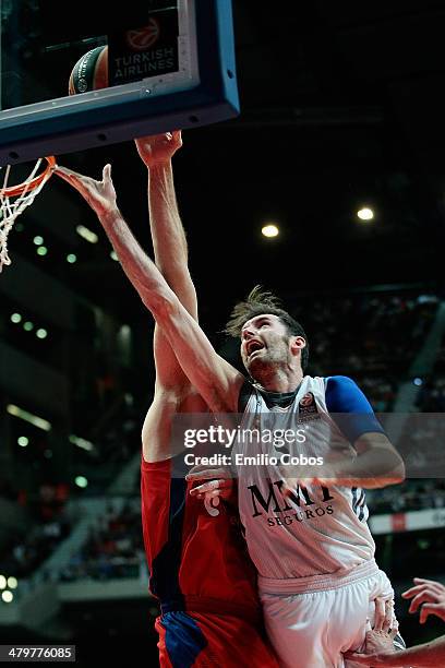 Rudy Fernandez, #5 of Real Madrid in action during the 2013-2014 Turkish Airlines Euroleague Top 16 Date 11 game between Real Madrid v CSKA Moscow at...