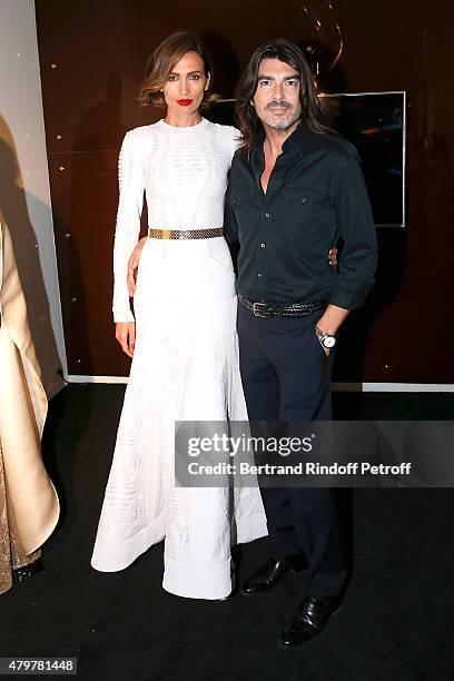 Model Nieves Alvarez and Fashion Designer Stephane Rolland attend the Stephane Rolland show as part of Paris Fashion Week Haute Couture Fall/Winter...