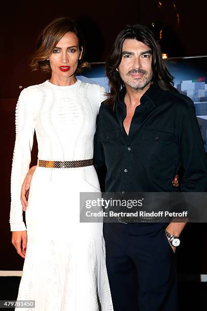 Model Nieves Alvarez and Fashion Designer Stephane Rolland attend the Stephane Rolland show as part of Paris Fashion Week Haute Couture Fall/Winter...