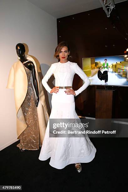 Model Nieves Alvarez attends the Stephane Rolland show as part of Paris Fashion Week Haute Couture Fall/Winter 2015/2016 on July 7, 2015 in Paris,...