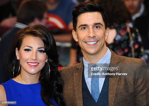 Russell Kane and Lindsey Cole attend the UK Film Premiere of "Captain America: The Winter Soldier" at Westfield London on March 20, 2014 in London,...
