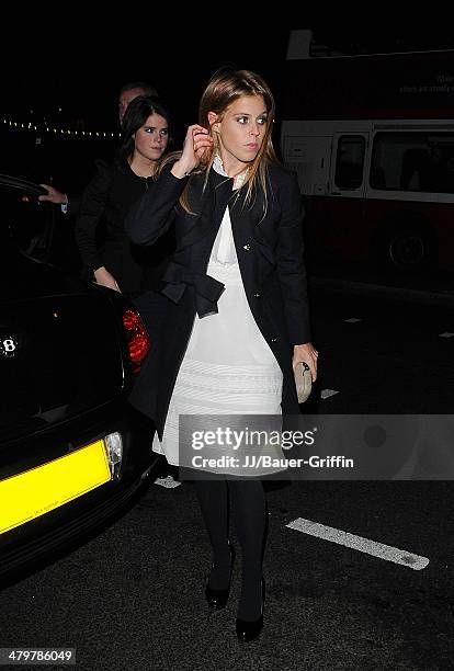 Princess Beatrice and Princess Eugenie are seen at Valentino: Master of Couture Private View on November 29, 2012 in London, United Kingdom.