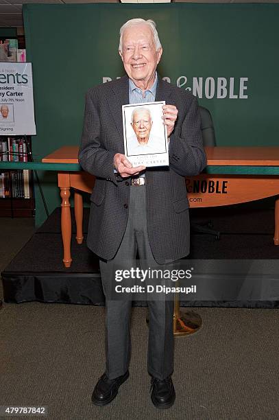 Former U.S. President Jimmy Carter promotes his book "Full Life: Reflections at Ninety" at Barnes & Noble, 5th Avenue on July 7, 2015 in New York...