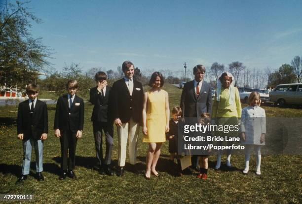 American politician Robert F. Kennedy with his family, USA, April 1968. From left to right, Michael, David, Robert Jr., Joseph, Kathleen, Matthew,...
