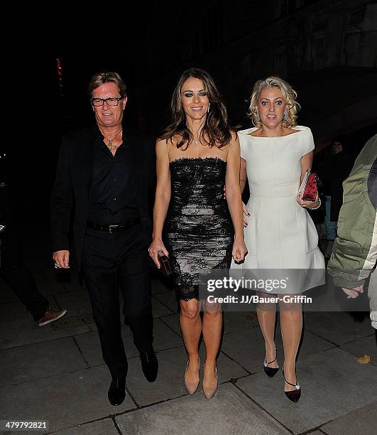 Elizabeth Hurley is seen as she exits Valentino: Master of Couture Private View on November 29, 2012 in London, United Kingdom.