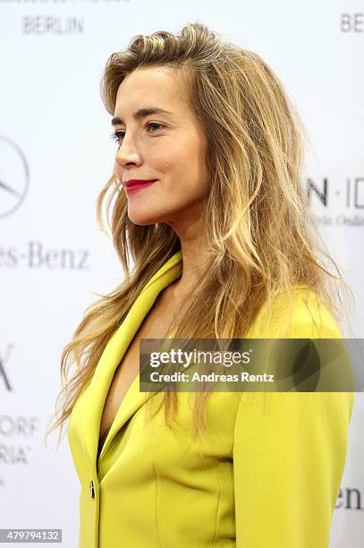 Kamilla Baar attends the Marc Cain show during the Mercedes-Benz Fashion Week Berlin Spring/Summer 2016 at Brandenburg Gate on July 7, 2015 in...