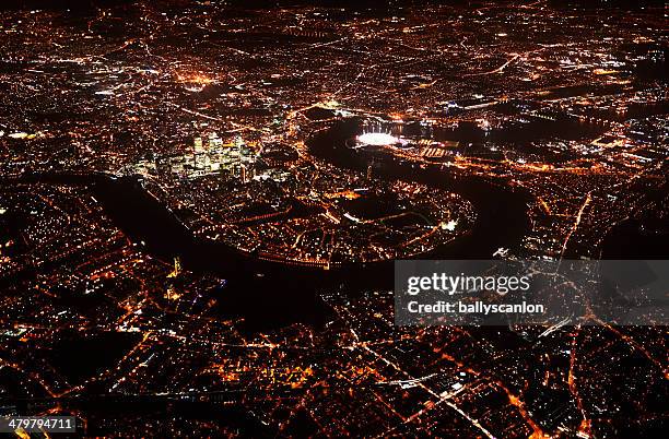 view of central london from above - london nightlife stock pictures, royalty-free photos & images