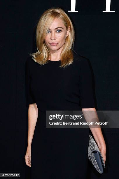 Actress Emmanuelle Beart attends the Giorgio Armani Prive show as part of Paris Fashion Week Haute-Couture Fall/Winter 2015/2016. Held at Palais de...