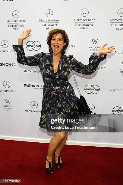 Isabell Varell attends the Riani show during the Mercedes-Benz Fashion Week Berlin Spring/Summer 2016 at Brandenburg Gate on July 7, 2015 in Berlin,...