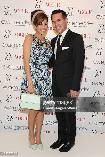 Eva Mendes and president and CEO of New York & Company Greg Scott attend the Eva Mendes For New York & Company Spring Launch at the Los Cerritos...
