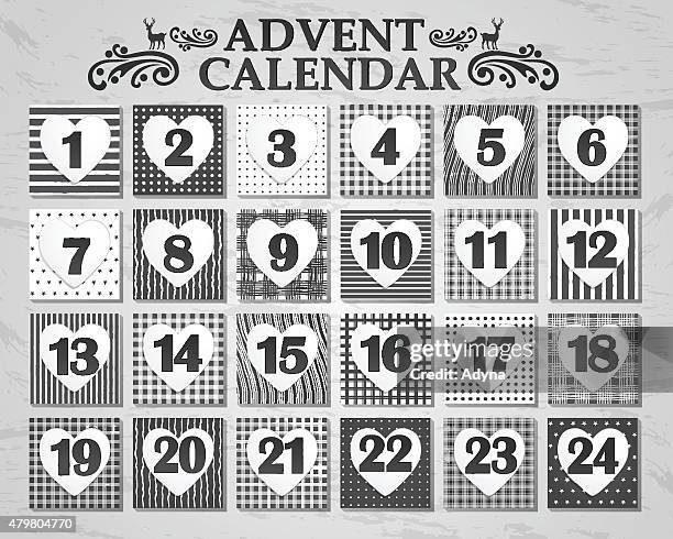 retro advent calendar - advent calendar stock illustrations