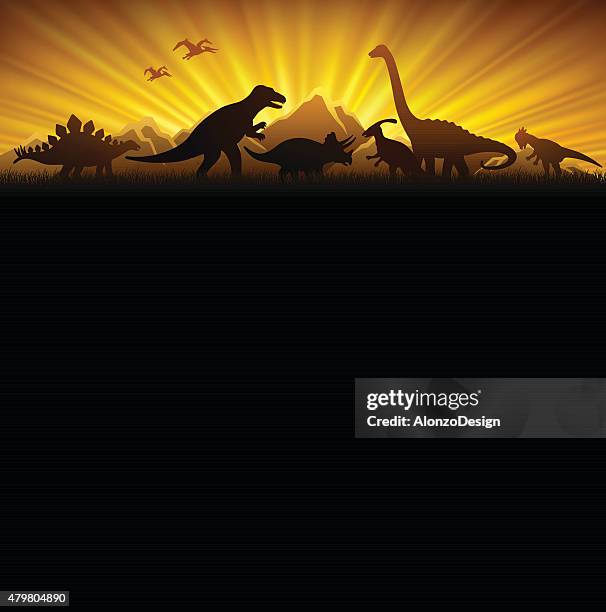 stockillustraties, clipart, cartoons en iconen met jurassic scene - sauropoda