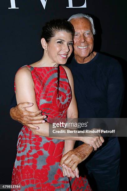 Actress Marisa Tomei and Giorgio Armani pose Backstage after the Giorgio Armani Prive show as part of Paris Fashion Week Haute-Couture Fall/Winter...