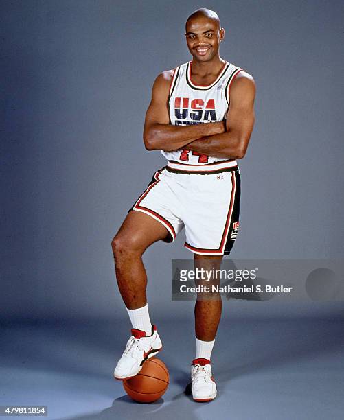 Charles Barkley of the United States Mens Olympic Basketball Team poses for a portrait circa 1991 in Barcelona, Spain. NOTE TO USER: User expressly...