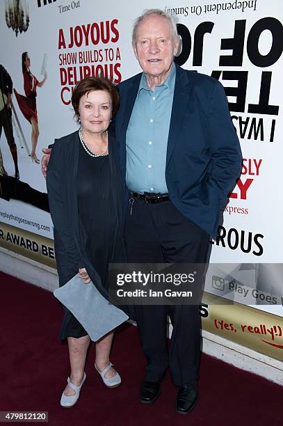 Isla Blair and Julian Glover attend a press night for LAMDA's "The Play That Goes Wrong" at the Duchess Theatre on July 7, 2015 in London, England.