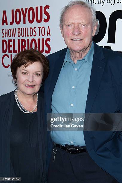 Isla Blair and Julian Glover attend a press night for LAMDA's "The Play That Goes Wrong" at the Duchess Theatre on July 7, 2015 in London, England.