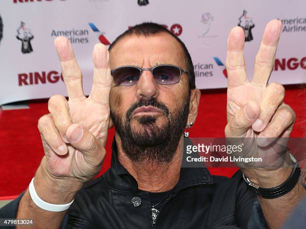 Recording artist Ringo Starr attends his 75th birthday fan gathering at Capitol Records on July 7, 2015 in Hollywood, California.