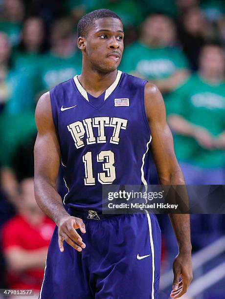 Chris Jones of the Pittsburgh Panthers stands on the court during the game against the Notre Dame Fighting Irish at Purcel Pavilion on March 1, 2014...