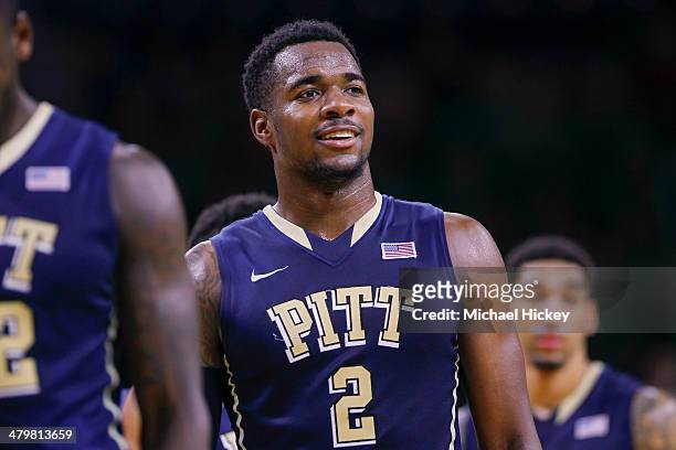 Michael Young of the Pittsburgh Panthers stands on the court during the game against the Notre Dame Fighting Irish at Purcel Pavilion on March 1,...