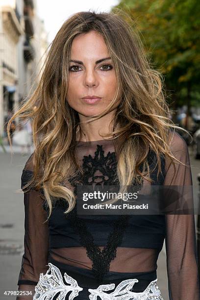 Erica Pelosini Leeman arrives to attend the 'BULGARI' Haute Couture Cocktail Party and Model Show on July 7, 2015 in Paris, France.