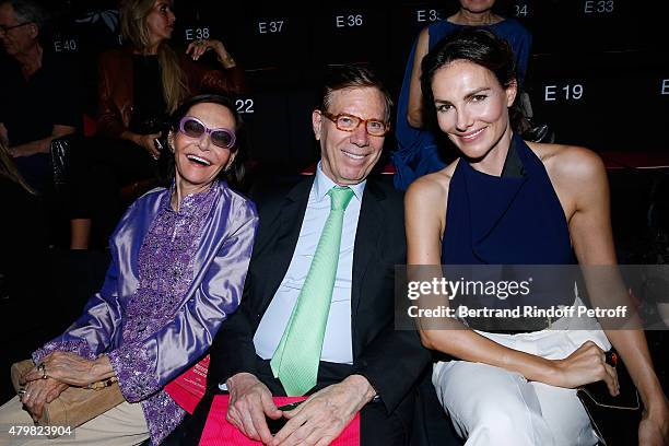 President of Institut National de la Joaillerie Judith Price, her Husband Peter and Actress Adriana Abascal attend the Giorgio Armani Prive show as...