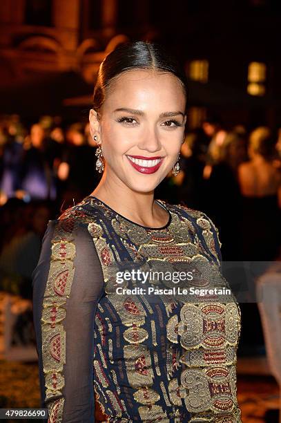 Actress Jessica Alba attends the Tory Burch Paris Flagship store opening after party at on July 7, 2015 in Paris, France.