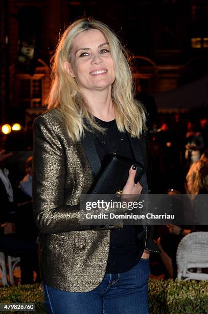 Actress Emmanuelle Seigner attends the Tory Burch Paris Flagship store opening after party at on July 7, 2015 in Paris, France.