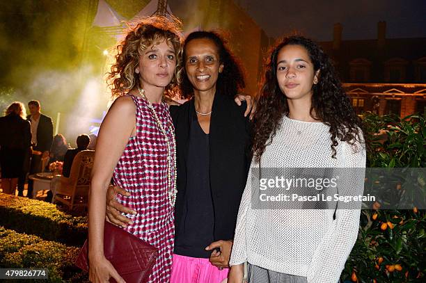 Actress Valeria Golino, Karine Silla and Iman Perez attend the Tory Burch Paris Flagship store opening after party at on July 7, 2015 in Paris,...