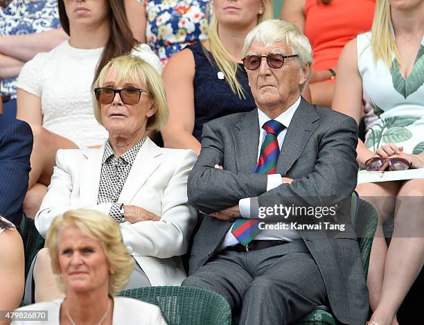 Michael Parkinson and wife Mary attend day eight of the Wimbledon Tennis Championships at Wimbledon on July 7, 2015 in London, England.