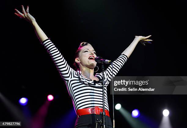 Imelda May opens for Jools Holland at the Istanbul Jazz Festival at Cemil Topuzlu Open Air Theatre on July 7, 2015 in Istanbul, Turkey.