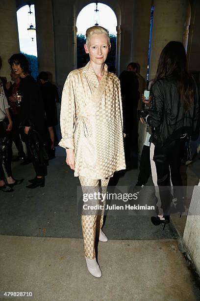 Tilda Swinton attends the mytheresa.com & Haider Ackermann Dinner At Le Grand Vefour as part of Paris Fashion Week Haute Couture Fall/Winter...