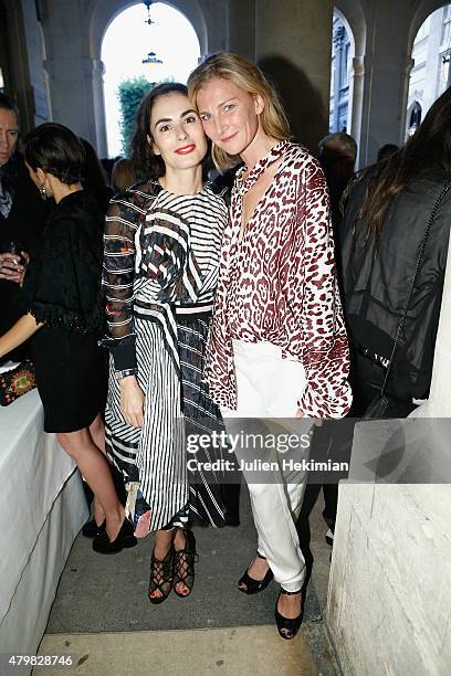 Francesca Amfitheatrof and Elisabeth Von Gutmann attend the mytheresa.com & Haider Ackermann Dinner At Le Grand Vefour as part of Paris Fashion Week...