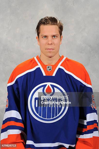 Viktor Fasth of the Edmonton Oilers poses for his official headshot for the 2013-2014 NHL season on March 20, 2014 in Edmonton, Alberta, Canada.