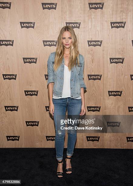 Model Marloes Horst attends the Levi's Women's Collection Exhibition Launch at The Levi's Store Times Square on July 7, 2015 in New York City.