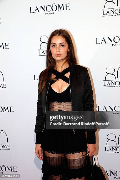 Marie Ange Casta attends the Lancome 80th Anniversary Party as part of Paris Fashion Week Haute Couture Fall/Winter 2015/2016 on July 7, 2015 in...