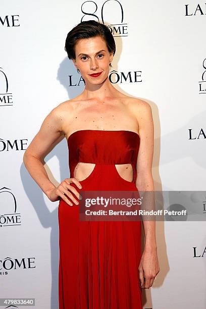 Elettra Wiedemann Rossellini attends the Lancome 80th Anniversary Party as part of Paris Fashion Week Haute Couture Fall/Winter 2015/2016 on July 7,...