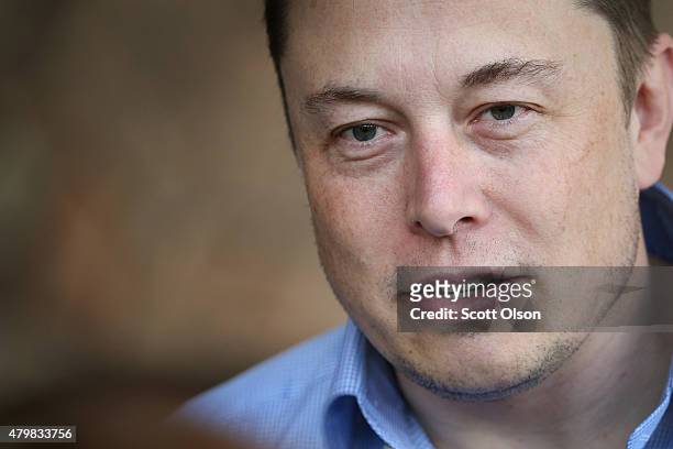 Elon Musk, CEO and CTO of SpaceX, CEO and product architect of Tesla Motors, and chairman of SolarCity, attends the Allen & Company Sun Valley...