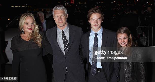 Director Neil Burger and family attend the Marie Claire & The Cinema Society screening of Summit Entertainment's "Divergent" at Hearst Tower on March...